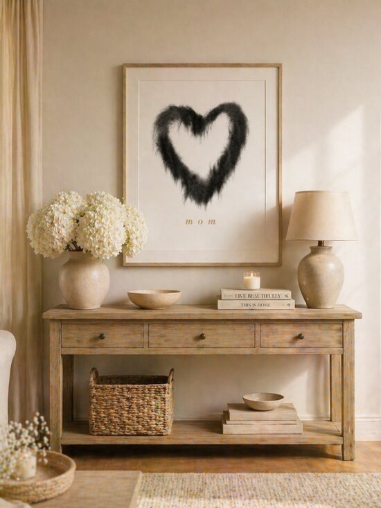 Birch & Bling Other - NEW Hand-Drawn Charcoal Heart Print, Minimalist Mom Wall Art, Mother's Day 8x10"